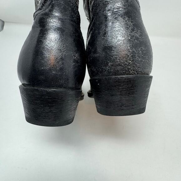 J.B. Dillon Black White Goat Leather Cowgirl Boots 6 Wings Cross Mexico Western - Picture 9 of 12